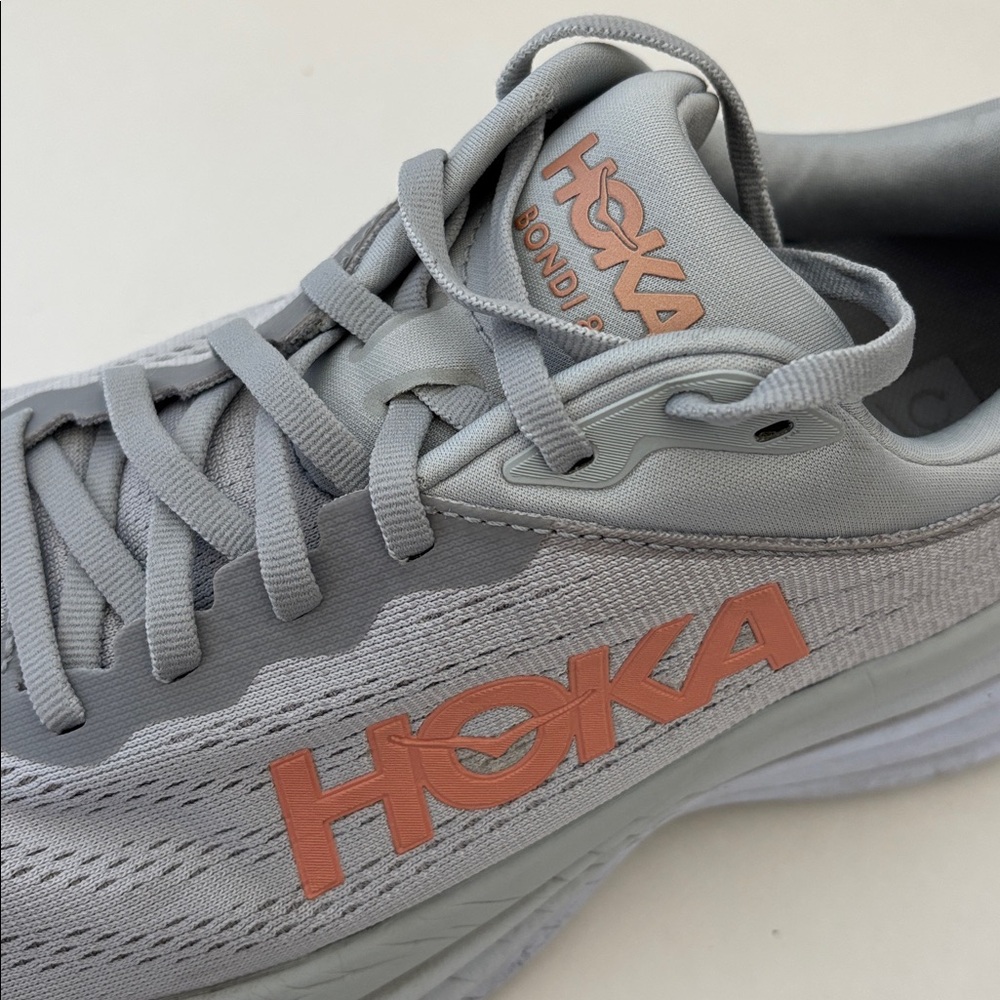 Hoka One‎ One Bondi 8 Gray Pink Running Walking Sneakers Shoes Women’s Size 10D